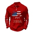 thumbnail image 1 of Sewkxo T Shirt for Men Fashion 250th Anniversary American Flag Print Lapel Collar Button Down Tee Fall Winter Waffle Baggy Fit Casual Long Sleeve Tee Blouses,Red 5XL, 1 of 2