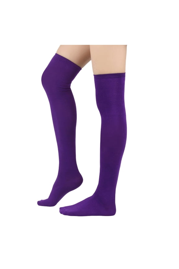Thigh High Socks for Women Over the Knee Socks For Women Knee High Stockings Thigh Highs Halloween Sock Costume Cotton,Dark Purple One Size