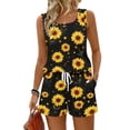 thumbnail image 1 of Sewkxo Two Piece Sets for Women Summer Lounge Short Sets Tank Square Neck Sleeveless Beach Suit With Pocket,Black L, 1 of 8