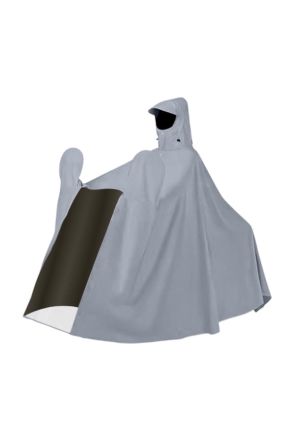 Waterproof Raincoat for Adults Heavy Duty Extra Long Hooded Rain Poncho for Electric Scooter & Motorcycle All-Weather Outdoor Riding Gear for Adult,Gray XXXXL