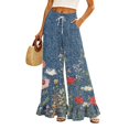 thumbnail image 1 of Sewkxo Wide Leg Pants Women 2026 Summer Floral Print Boho Palazzo Pants High Waist Lounge Trousers with Pockets,Hot Pink XL, 1 of 6