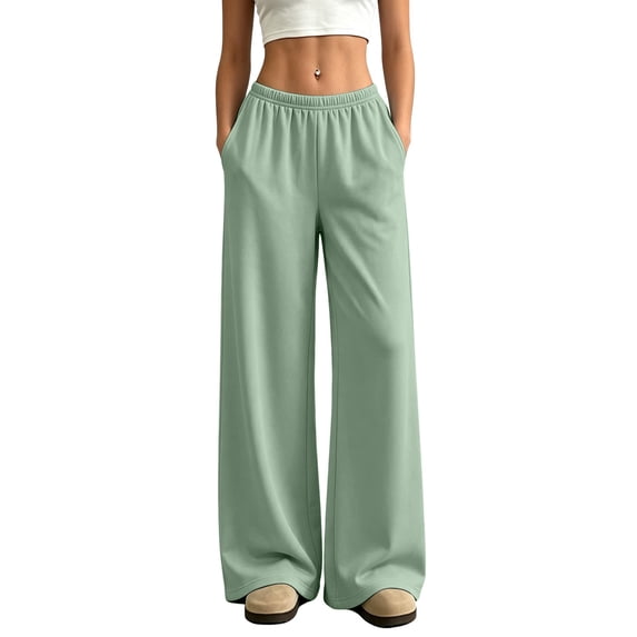 Sewkxo Wide Leg Sweatpants Women Fleece Sweat Pants Fall Winter Clothes 2026 Baggy Spring Waist Jogger Sweatpant with Pockets,Mint Green M