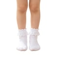 thumbnail image 1 of Sewkxo Women Lace Ankle Socks Ruffle Frilly Cotton Socks Trim Double Layer Lace Girl socks,White XXS, 1 of 8