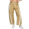 thumbnail image 1 of Sewkxo Women's Baggy Fit Wide Leg Pants Casual Drawstrings Elastic Waisted Quick Dry Track Pants 2026 Fashion Contrast Color Striped Trouser with Pockets,Yellow 2XL, 1 of 7