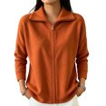 thumbnail image 1 of Sewkxo Women's Lightweight Warm Zip Up Long Sleeve Soft Plush Jacket Casual Faux Fur Lapel Collar Zipper Coat Fall Winter Clothes,Saffron M, 1 of 5