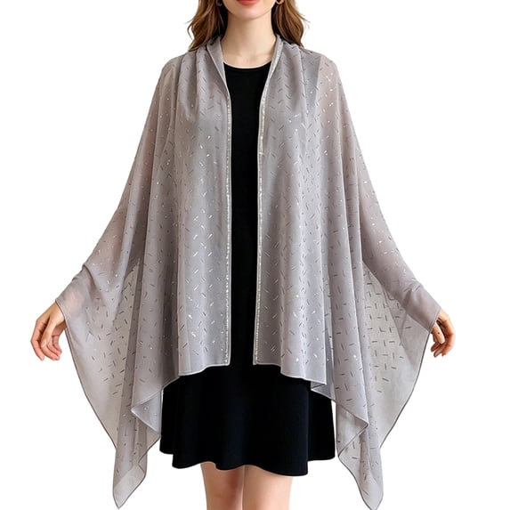 Sewkxo Women's Shawls and Wraps for Evening Dress Chiffon Shawl Soft Elegant Silky Wedding Bridal Scarf,Gray One Size