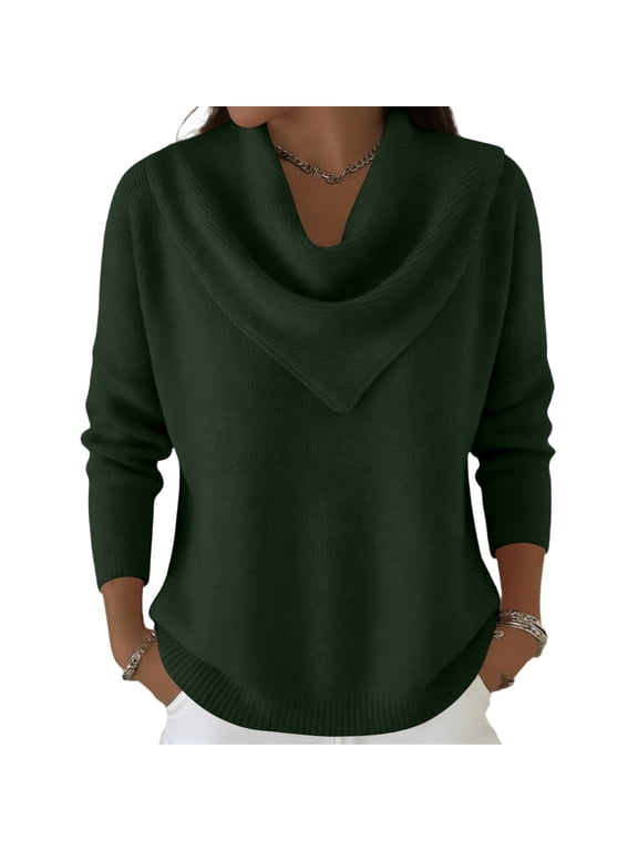 Women's Sweaters Fashion 2026 Triangle Neck Baggy Sweaters Top Fall Winter Casual Long Sleeve Knitted Pullover Sweater,Green 2XL