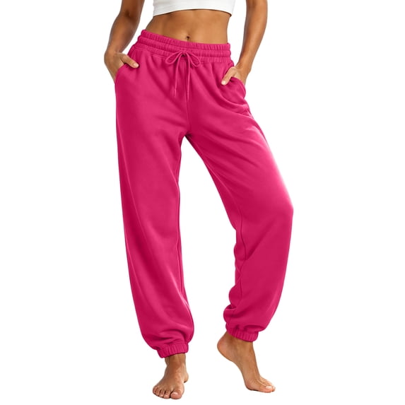 Sewkxo Women's Sweatpants Casual Drawstring Sweat Pants Workout Athletic Joggers with Pockets,Hot Pink M