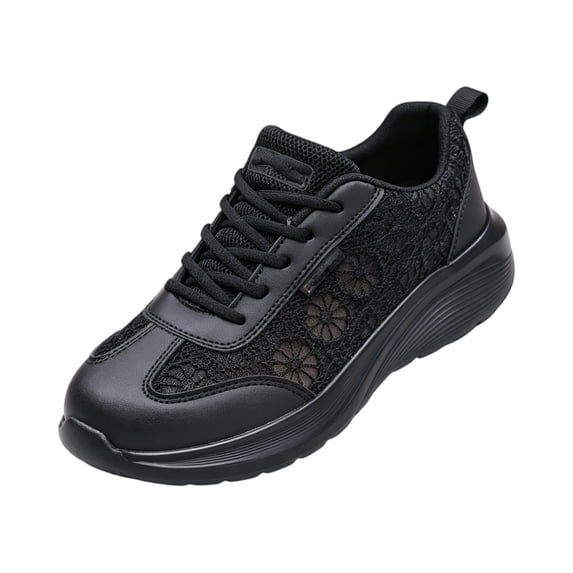 Sewkxo Women'sLace Sneaker Low Top Casual Walking Shoes Classic Comfort Flat Fashion Sneakers,Black 37