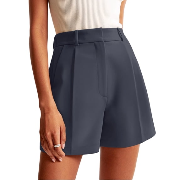 Sewkxo Womens Casual Elastic Waist Wide Leg Suit Shorts Summer Dressy Work Shorts with Pockets,Dark Gray 2XL