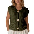 thumbnail image 1 of Sewkxo Womens Crochet Chunky Knit Top Sleeveless Cardigan Casual Button Down Crochet Sweater Vest Tops with Pockets,Army Green L, 1 of 6