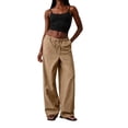 thumbnail image 1 of Sewkxo Womens Linen Palazzo Pants Drawstring Elastic Waist Casual Wide Leg Trousers with Pockets,Coffee L, 1 of 5