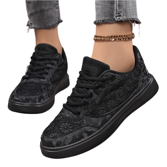 Sewkxo Womens Running Lace Shoes Slip-on Walking Tennis Sneakers Lightweight Breathable Casual Soft Sole Mesh Workout Sports Shoes,Black 39