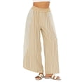 thumbnail image 1 of Sewkxo Womens Summer Palazzo Pants Casual Loose Striped Wide Leg Pants Elastic Waist Lounge Trousers,Beige S, 1 of 6