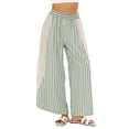 thumbnail image 1 of Sewkxo Womens Summer Striped Gingham Wide Leg Lounge Pants Elastic Waist Beach Palazzo Trousers with Pockets,Green L, 1 of 6