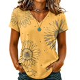 thumbnail image 1 of Sewkxo Womens Summer Tops Short Sleeve Basic Casual V Neck T Shirts Trendy Fashion 2026 Top,Yellow XL, 1 of 5