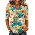 thumbnail image 1 of Sewkxo Womens Summer Tops Short Sleeve Casual Shirts Floral Tee Trendy 2026 Basics V Neck Plain Tshirt,Orange XL, 1 of 5