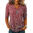 thumbnail image 1 of Sewkxo Womens Summer Tops Short Sleeve Casual Shirts Floral Tee Trendy 2026 Basics V Neck Plain Tshirt,Red XL, 1 of 5
