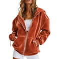 thumbnail image 1 of Sewkxo Womens Velour Zip Up Hoodie Long Sleeve Fall Oversized Hooded Sweatshirt Y2K 2026 Jacket with Pockets,Saffron S, 1 of 6