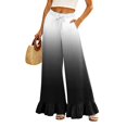 thumbnail image 1 of Sewkxo Womens Wide Leg Pants Drawstring Elastic High Waisted Ruffle Hem Palazzo Pants with Pockets,Black 2XL, 1 of 6