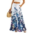 thumbnail image 1 of Sewkxo Womens Wide Leg Pants Drawstring Elastic High Waisted Ruffle Hem Palazzo Pants with Pockets,Dark Blue M, 1 of 6
