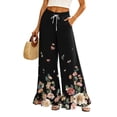 thumbnail image 1 of Sewkxo Womens Wide Leg Pants Drawstring Elastic High Waisted Ruffle Hem Palazzo Pants with Pockets,Dark Gray M, 1 of 6