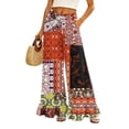 thumbnail image 1 of Sewkxo Womens Wide Leg Pants Drawstring Elastic High Waisted Ruffle Hem Palazzo Pants with Pockets,Deep Red S, 1 of 6