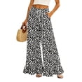 thumbnail image 1 of Sewkxo Womens Wide Leg Pants Drawstring Elastic High Waisted Ruffle Hem Palazzo Pants with Pockets,Gray XL, 1 of 6