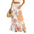 thumbnail image 1 of Sewkxo Womens Wide Leg Pants Drawstring Elastic High Waisted Ruffle Hem Palazzo Pants with Pockets,Orange 2XL, 1 of 6