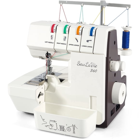 Sewlavie Serger Overlock Sewing Machine with Easy Open Threading System, 2/3/4 Thread High-Speed (1,300 SPM), Differential Feed, Built-in Rolled Hem, Large Scrap Bin & LED Light
