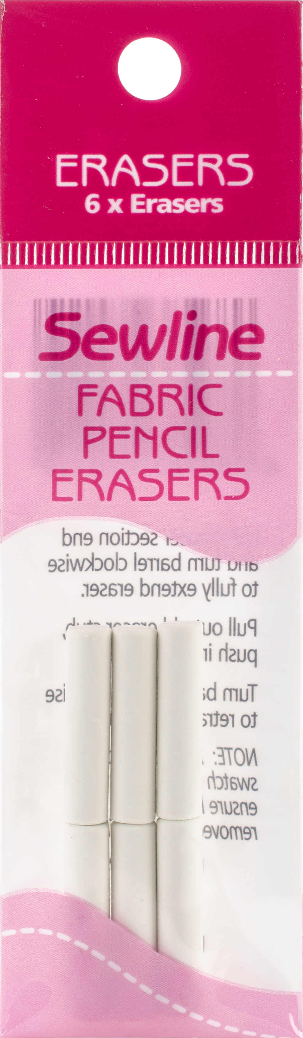 Sewline Mechanical Fabric Pencil Eraser Refill 6/Pkg