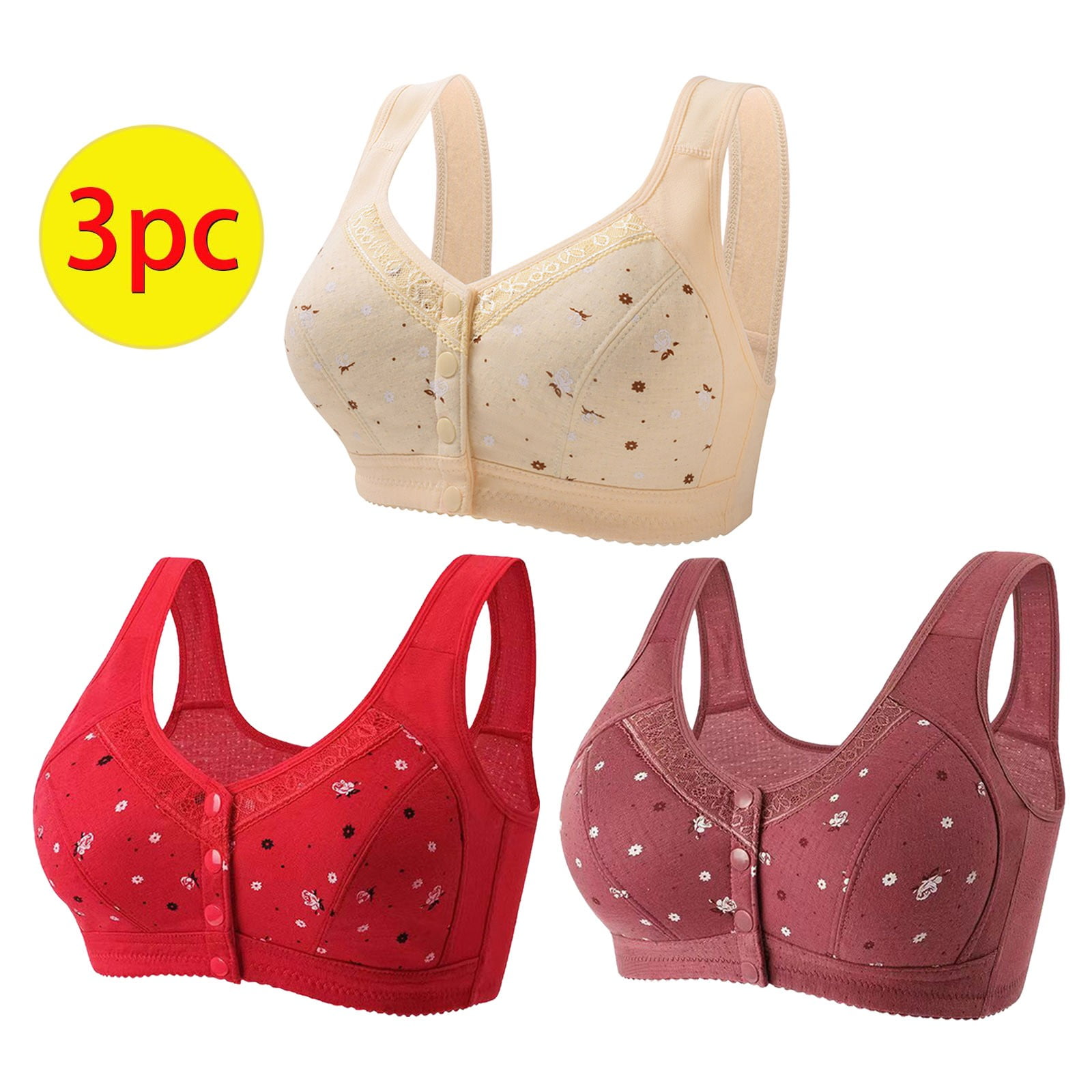 Sewyut 3 Pack Wireless Bra, Seamless Comfort Bralette, Wirefree ...