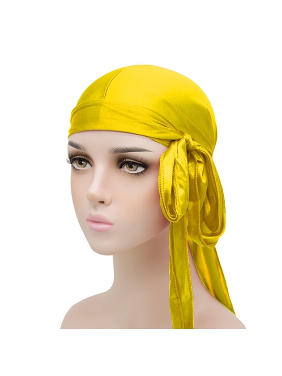 Satin Durag for Men Women,Silky Wave Cap Long Tail Head Wrap,Elastic Satin Bonnet for Waves Braids Sleep,Unisex Headscarf