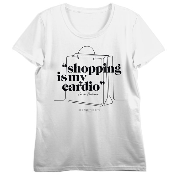 Sex And The City Shopping Is My Cardio Crew Neck Short Sleeve Women's White T-shirt-Small