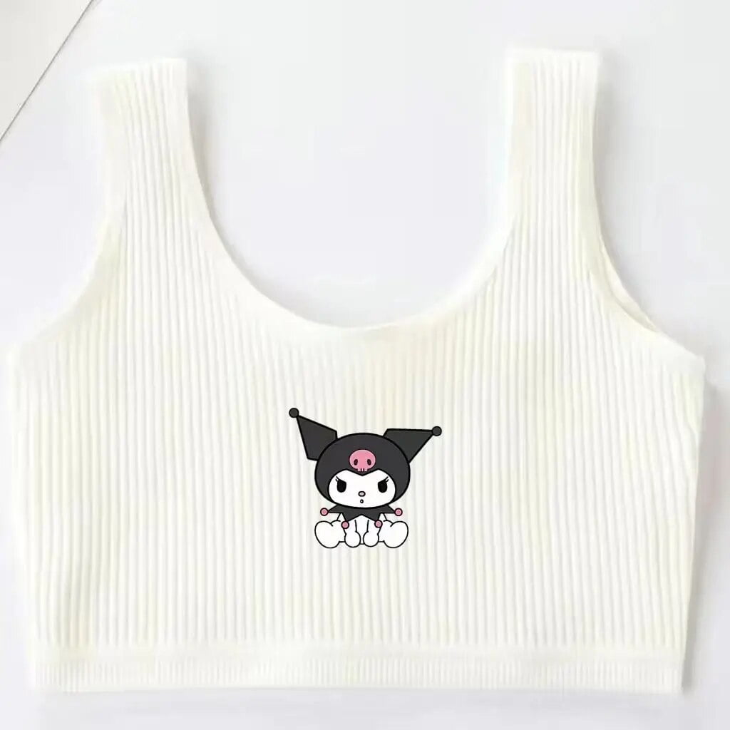 Sex Appeal Sanrio Schoolgirl Underwear Anime Kuromi Cartoon Pure Cotton  Vest Panties Set Fit 8-14 Years Old Girls Daughter Gift