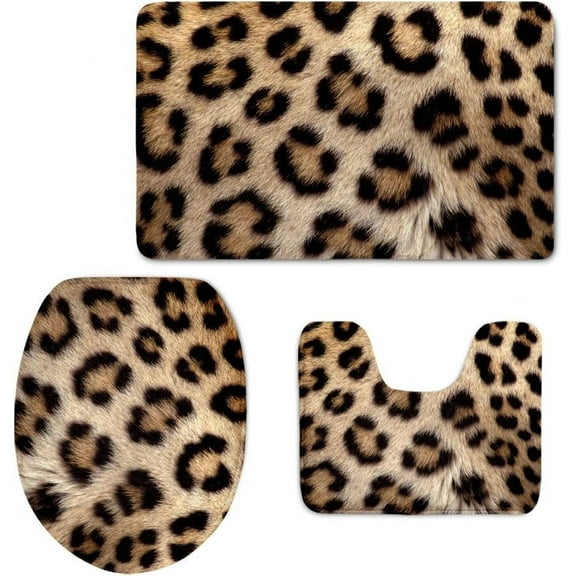 Sex Leopard Pattern Soft Flannel Bathroom Rug Set Contour Rug Lid Toilet Cover Bath Carpet 3 Piece