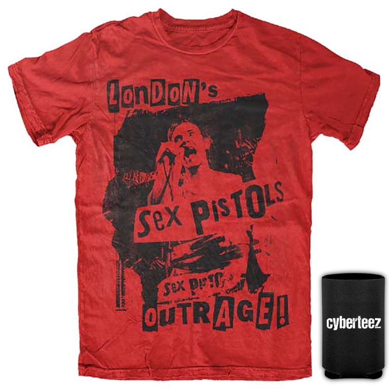 Sex Pistols London's Outrage Johnny Rotten Red T-Shirt + Coolie (M