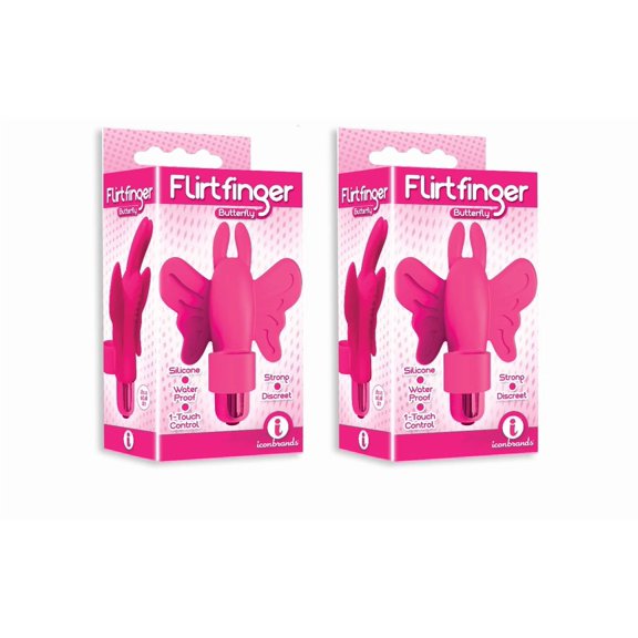 Sex Toy Gift Set Bundle of Flirt Finger Butterfly, Finger Vibrator, Pink and Icon Brands Flirt Finger Butterfly, Finger Vibrator, Pink
