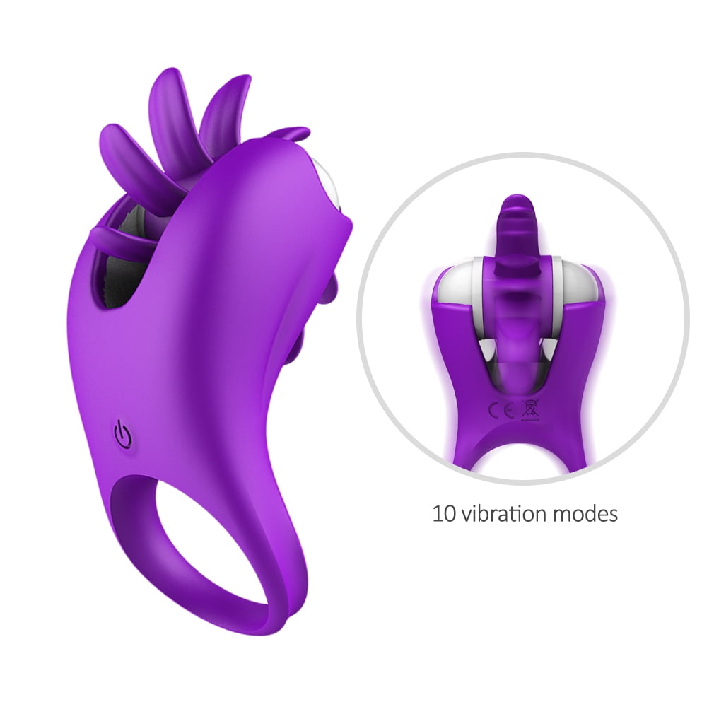 Sex Toys Rotating Magic Tongue Vibrating Ring Penis Ring Male Female Couple  Sharing Clit Nipples and Stimulating Waterproof Rechargeable Locking Semen  Ring Purple - Walmart.com