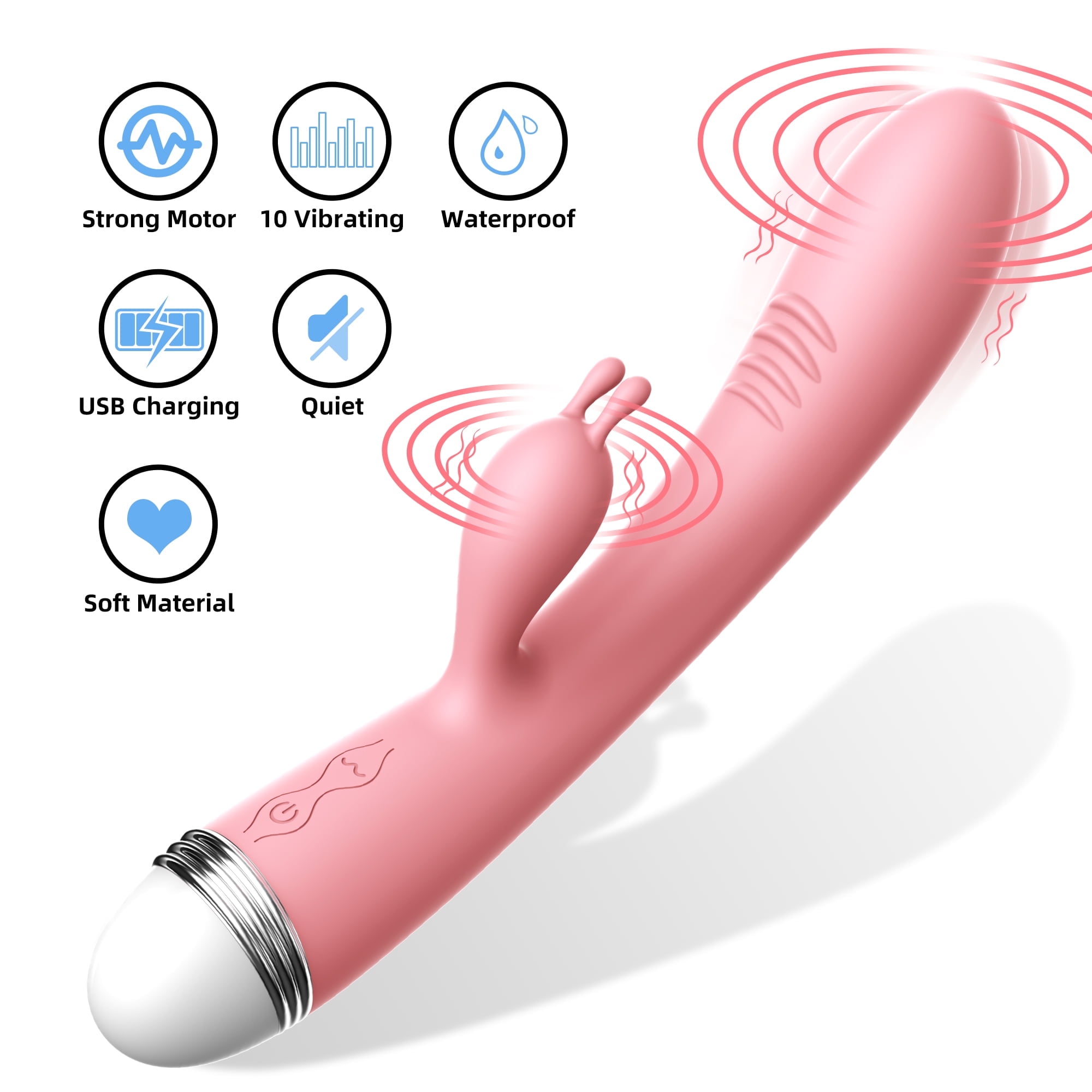 Sex Toys Vibrators for Women, Dual Vibrating Personal Massager Thrusting  Dildo Partner Toys for Lover Couples Pleasure, Pink