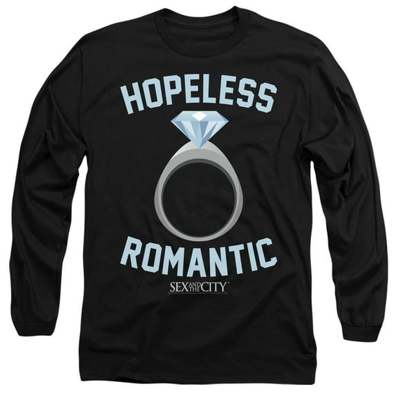 Sex and The City Hopeless Romantic Unisex Adult Long-Sleeve T Shirt (X-Large) Black
