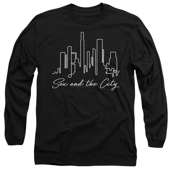 Sex and The City Lined City Unisex Adult Long-Sleeve T Shirt (3X-Large) Black
