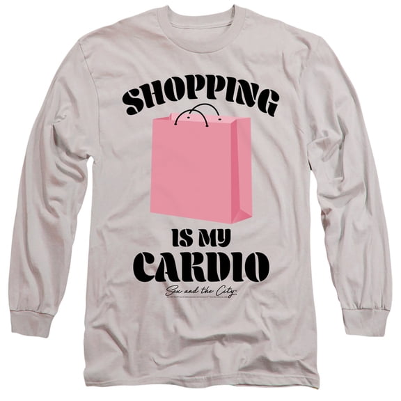 Sex and The City Shopping Is My Cardio Unisex Adult Long-Sleeve T Shirt (Medium) Silver