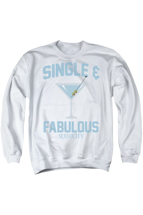Sex and the City Single Martini Unisex Adult Crewneck Sweatshirt (Small) White