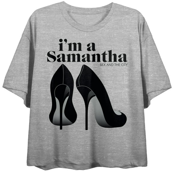 Sex and the City (TV Series) I'm A Samantha High Heels Women's Heather Gray Crop Tee-Medium