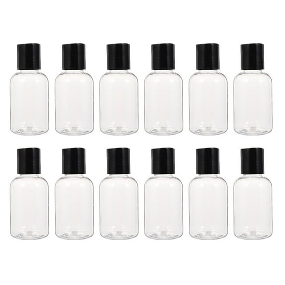 Sexagesimo 12x 50ml Clear Plastic Flip Cap Emulsion Bottles for Travel
