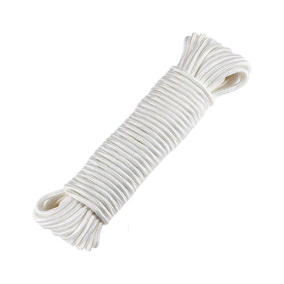 Sexagesimo 38ft Heavy Duty Nylon Flag Rope for Flagpoles, Sailboats, Camping (White)