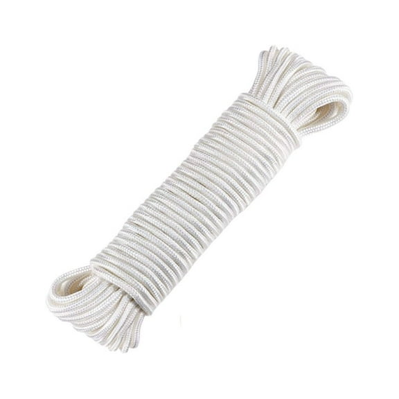 Sexagesimo 38ft Heavy Duty Nylon Flag Rope for Flagpoles, Sailboats, Camping (White)
