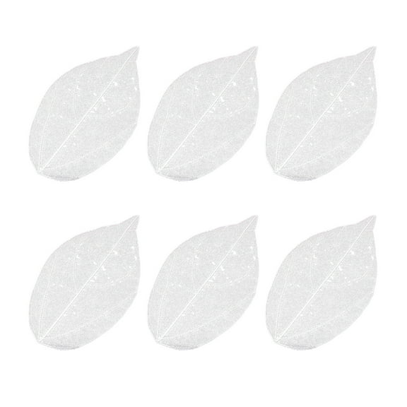 GETAJGHSD 6Pcs White Natural Rubber Skeleton Leaves for Scrapbooks Greeting Cards and Crafts