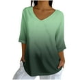 thumbnail image 1 of Sexlip 3/4 Length Sleeve Womens Tops Dressy Casual Blouses for Women Trendy V Neck Three Quarter T Shirts Fall Clothes Green XL, 1 of 5